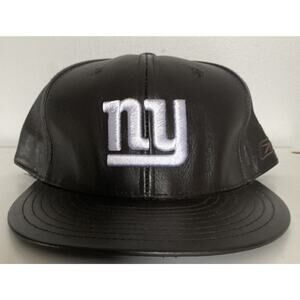 NFL New York Giants Reebok Genuine Brown Leather Cap Hat Size 8